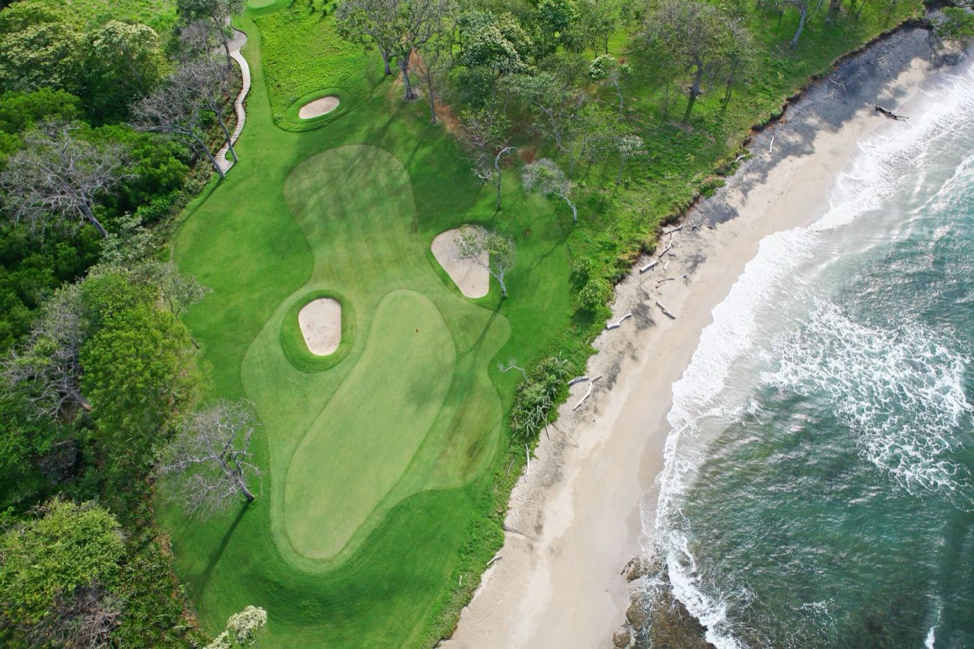 The Hacienda Pinilla golf course running out to the Pacific, south of Tamarindo in Guanacaste, Costa Rica