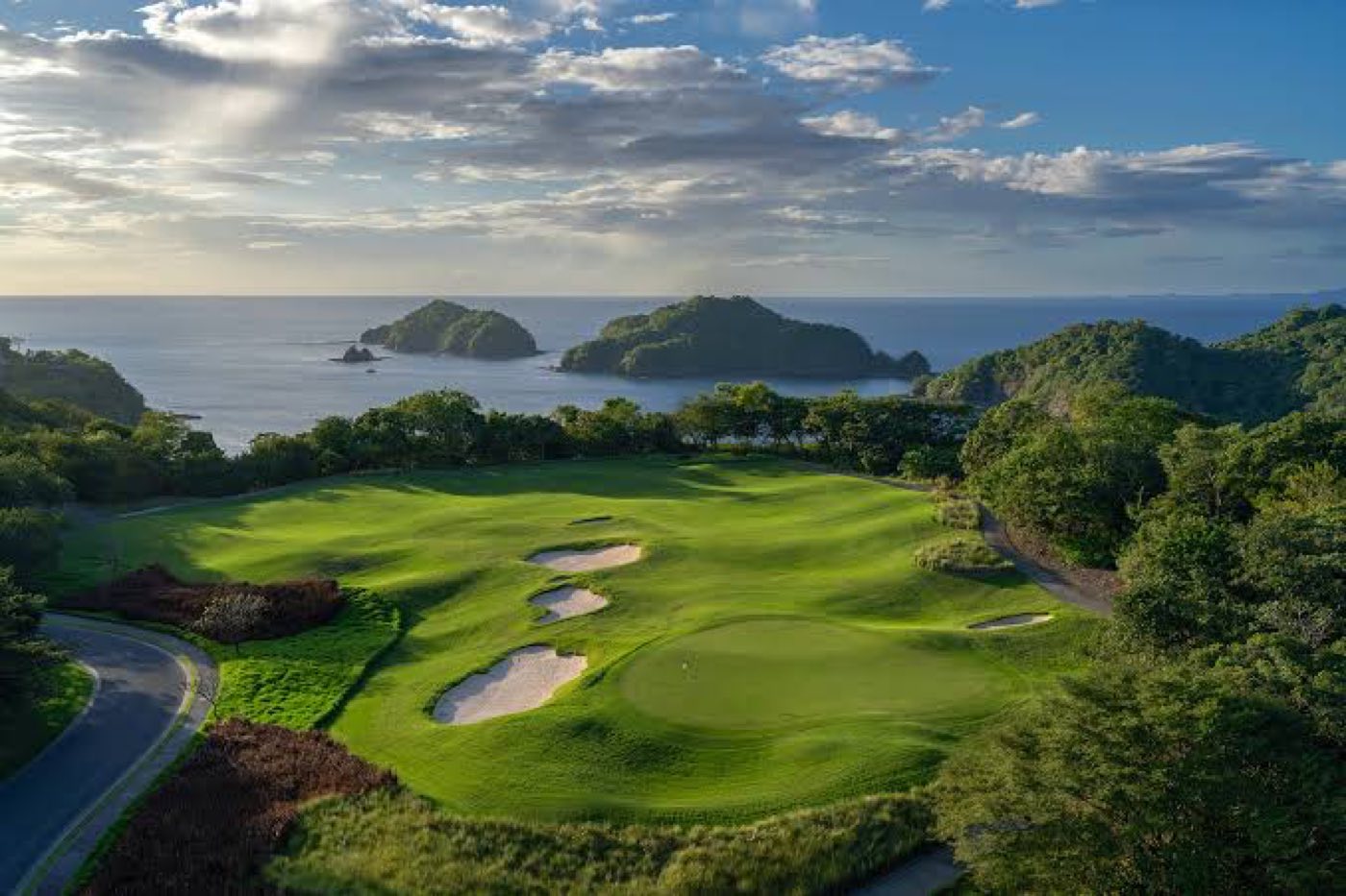 An ocean-view hole on the Papagayo Peninsula, Guanacaste, Costa Rica, with the Gulf of Papagayo and its islands beyond